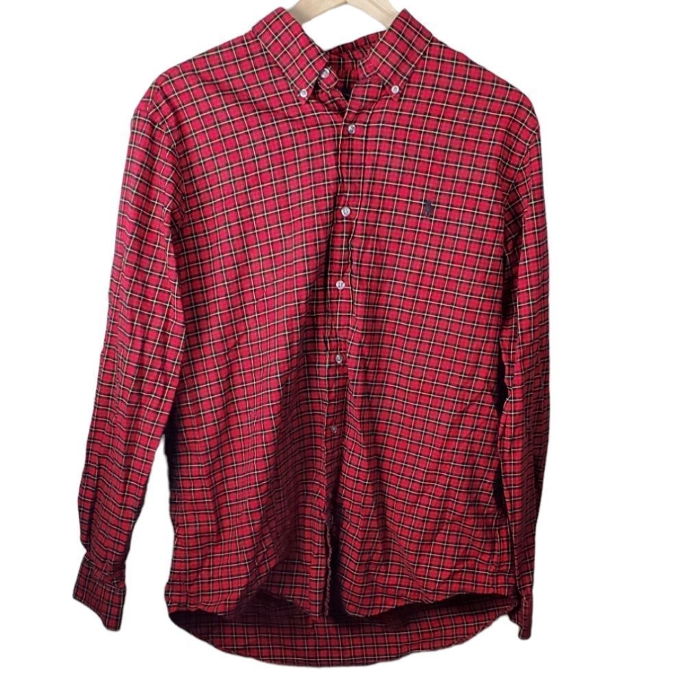 Ralph Lauren Red, Black & Yellow Plaid Button Down Shirt